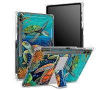 Funda suave para Samsung Galaxy Tab S9 FE Plus de 12.4 pulgadas 2023 SM-X610/ X616B/X618U con soporte para bolígrafo S, parte trasera transparente con tortugas, cubierta de protección de esquina con