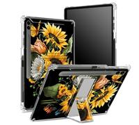Funda suave para Samsung Galaxy Tab S9 FE Plus de 12.4 pulgadas 2023 SM-X610/ X616B/X618U con soporte para bolígrafo S, parte trasera transparente con girasoles mariposa, cubierta de protección de