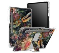 Funda suave para Samsung Galaxy Tab S9 FE Plus de 12.4 pulgadas 2023 SM-X610/ X616B/X618U con soporte para bolígrafo S, parte trasera transparente con libélula hermosa, cubierta de protección de