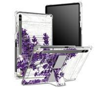Funda suave para Samsung Galaxy Tab S9 FE Plus de 12.4 pulgadas 2023 SM-X610/ X616B/X618U con soporte para bolígrafo S, parte trasera transparente con lavanda morada, cubierta de protección de esquina