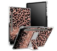 Funda suave para Samsung Galaxy Tab S9 FE Plus de 12.4 pulgadas 2023 SM-X610/ X616B/X618U con soporte para bolígrafo S, parte trasera transparente con purpurina de leopardo, cubierta de protección de