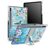 Funda suave para Samsung Galaxy Tab S9 FE Plus de 12.4 pulgadas 2023 SM-X610/ X616B/X618U con soporte para bolígrafo S, parte trasera transparente con colibrí y flores, cubierta de protección de