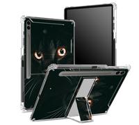 Funda suave para Samsung Galaxy Tab S9 FE Plus de 12.4 pulgadas 2023 SM-X610/ X616B/X618U con soporte para bolígrafo S, parte trasera transparente con purpurina de gato negro, cubierta de protección