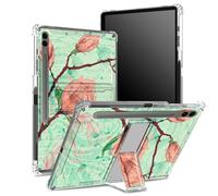 Funda suave para Samsung Galaxy Tab S9 FE Plus de 12.4 pulgadas 2023 SM-X610/ X616B/X618U con soporte para bolígrafo S, parte trasera transparente con flores artísticas dibujadas a mano, cubierta