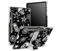 Funda suave para Samsung Galaxy Tab S9 FE Plus de 12.4 pulgadas 2023 SM-X610/ X616B/X618U con soporte para bolígrafo S, parte trasera transparente con calaveras punk blancas, cubierta de protección de