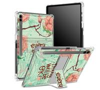 Funda suave para Samsung Galaxy Tab S9 FE Plus de 12.4 pulgadas 2023 SM-X610/ X616B/X618U con soporte para bolígrafo S, parte trasera transparente con citas positivas flores, cubierta de protección de