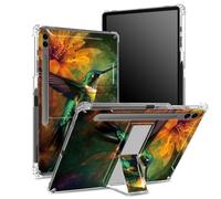 Funda suave para Samsung Galaxy Tab S9 FE Plus de 12.4 pulgadas 2023 SM-X610/ X616B/X618U con soporte para bolígrafo S, parte trasera transparente con colibríes coloridos, cubierta protectora de