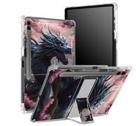 Funda suave para Samsung Galaxy Tab S9 FE Plus de 12.4 pulgadas 2023 SM-X610/ X616B/X618U con soporte para bolígrafo S, parte trasera transparente con dragón rosa Sakura, cubierta de protección de