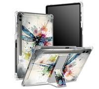 Funda suave para Samsung Galaxy Tab S9 FE Plus de 12.4 pulgadas 2023 SM-X610/ X616B/X618U con soporte para bolígrafo S, parte trasera transparente con libélula de acuarela, cubierta de protección de
