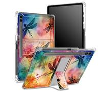 Funda suave para Samsung Galaxy Tab S9 FE Plus de 12.4 pulgadas 2023 SM-X610/ X616B/X618U con soporte para bolígrafo S, parte trasera transparente con libélula de color, cubierta de protección de