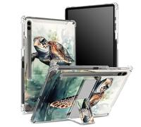 Funda suave para Samsung Galaxy Tab S9 FE Plus de 12.4 pulgadas 2023 SM-X610/ X616B/X618U con soporte para bolígrafo S, parte trasera transparente con tortuga marina acuarela, cubierta de protección
