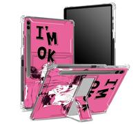 Funda suave para Samsung Galaxy Tab S9 FE Plus de 12.4 pulgadas 2023 SM-X610/ X616B/X618U con soporte para bolígrafo S, parte trasera transparente con vaca rosa I'm OK, cubierta de protección de