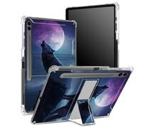Funda suave para Samsung Galaxy Tab S9 FE Plus de 12.4 pulgadas 2023 SM-X610/ X616B/X618U con soporte para bolígrafo S, parte trasera transparente con aullido de lobo, cubierta de protección de