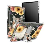 Funda suave para Samsung Galaxy Tab S9 FE Plus de 12.4 pulgadas 2023 SM-X610/ X616B/X618U con soporte para bolígrafo S, parte trasera transparente con flores de gato, cubierta de protección de esquina