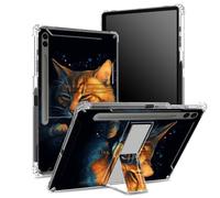 Funda suave para Samsung Galaxy Tab S9 FE Plus de 12.4 pulgadas 2023 SM-X610/ X616B/X618U con soporte para bolígrafo S, parte trasera transparente con gato dormilón, cubierta de protección de esquina