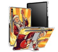 Funda suave para Samsung Galaxy Tab S9 FE Plus de 12.4 pulgadas 2023 SM-X610/ X616B/X618U con soporte para bolígrafo S, parte trasera transparente con Papá Noel guitarrista, cubierta protectora de