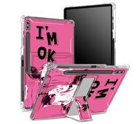 Funda suave para Samsung Galaxy Tab S9 Plus de 12.4 pulgadas 2023 (SM-X810/X816B/X818U) con soporte para bolígrafo S, parte trasera transparente con vaca rosa I'm OK, cubierta de protección de esquina
