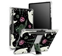Funda suave para Samsung Galaxy Tab S9 Plus de 12.4 pulgadas 2023 (SM-X810/X816B/X818U) con soporte para bolígrafo S, parte trasera transparente con bonito gato asustado de calavera, cubierta de