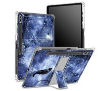 Funda suave para Samsung Galaxy Tab S9 Plus de 12.4 pulgadas 2023 (SM-X810/X816B/X818U) con soporte para bolígrafo S, parte trasera transparente con gato negro en nieve, cubierta de protección de