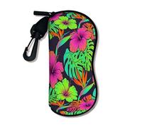 Funda suave tropical para gafas, funda de seguridad con patrón floral vibrante con cierre de cremallera, almacenamiento portátil para viaje, Vibrante, 3x7 Inch