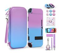 Funda Switch Bolsa Switch Estuche, innoAura 16 en 1 Paquetes Accesorios para Switch con Funda de Transporte Switch, Funda Protectora Switch, Protector de Pantalla Switch (Degradado Azul-Morado)