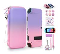 Funda Switch Bolsa Switch Estuche, innoAura 16 en 1 Paquetes Accesorios para Switch con Funda de Transporte Switch, Funda Protectora Switch, Protector de Pantalla Switch (Degradado Rosa-Morado)