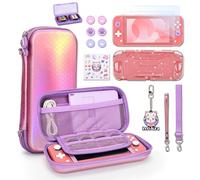 Funda Switch Lite, innoAura Paquetes Accesorios Switch Lite, Bonita Estuche Transporte Switch Lite, Protector Pantalla Switch Lite, Funda Protectora Switch Lite y Tapas Pulgares (Rosa Sirena)