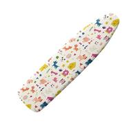 Funda Tabla De Planchar 110X30 Beige Naranja Azul Animales Funda para Tabla De Planchar, Elástica para Tabla De Planchar, Ajustable, Reflecta Vapor Y Calor,Lavable, Duradera