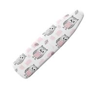 Funda Tabla De Planchar 110X30 Búho Rosa Gris Funda para Tabla De Planchar, Elástica para Tabla De Planchar, Ajustable, Reflecta Vapor Y Calor,Lavable, Duradera