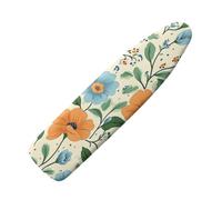 Funda Tabla de Planchar 110X30 Flor Azul Amarillo Profundo Funda para Tabla de Planchar, Elástica para Tabla De Planchar, Ajustable, Reflecta Vapor Y Calor,Lavable, Duradera