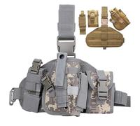 Funda Táctica Ajustable para Pierna, Funda para Airsoft con Cargador y Bolsa para Linterna, Sistema MOLLE Táctico Ajustable y Resistente al Desgaste para Pierna(ACU)