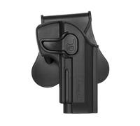 Funda Táctica Amomax para Beretta M92 de Airsoft, Polímero Reforzado, Bloqueo Automático, Ajuste 360°. Compatible con Marui, We, KJW, SRC, ICS, Secutor, y Otras. Negro