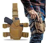 Funda táctica para Pierna, Funda para Muslo, Funda para Pistola Militar para Exteriores, Funda para Pistola de Nailon 900D, arnés de Pierna Ajustable para Pistolas Glock Grandes y Medianas (Caqui A)