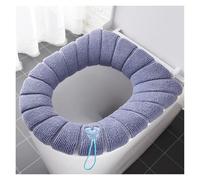 Funda Tapa Vater 1 funda de asiento de inodoro universal cálida de invierno, lavable, accesorio de baño, funda de asiento de inodoro de punto de color sólido en forma de O(Blue)