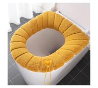 Funda Tapa Vater 1 funda de asiento de inodoro universal cálida de invierno, lavable, accesorio de baño, funda de asiento de inodoro de punto de color sólido en forma de O(Yellow)