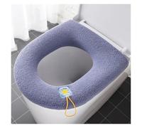 Funda Tapa Vater 1 funda de asiento de inodoro universal cálida de invierno, lavable, accesorio de baño, funda de asiento de inodoro de punto de color sólido en forma de O(Thick Blue)
