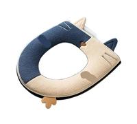 Funda Tapa Vater Funda for inodoro, universal, con asa, doble color, diseño de gato. Accesorio for inodoro.(Blue)