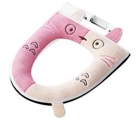 Funda Tapa Vater Fundas cálidas for asiento de inodoro con cremallera y asa elevadora, cojín de gato de dibujos animados, alfombrillas elásticas y lavables.(Color-F)