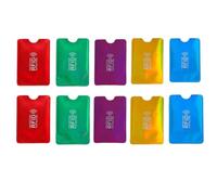 Funda Tarjeta RFID Bloqueador NFC Antirrobo para Crédito y Débito, Pack 10 | Lámina de Aluminio Impermeable, Barrera 13,56 MHz, Evita Desmagnetización, Acabado Irisado Multicolor, Perfil Ultrafino