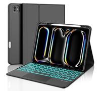 Funda Teclado con Trackpad para iPad Pro 11'' (M4) 2024, Teclado Bluetooth Desmontable con Retroiluminación de 7 Colores y Funda Protectora para Tablet iPad Pro 11 Pulgadas (5th Gen) 2024, Negro