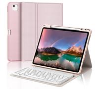 Funda Teclado para iPad Air 13 Pulgadas (M3 2025/M2 2024)/iPad Pro 12.9 Pulgadas (6ª /5ª /4ª /3ª Gen), Teclado Español Ñ Bluetooth Magnético Desmontable con Funda TPU Protectora Delgada, Rosa Claro