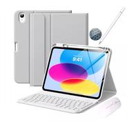 Funda Teclado para iPad Air de 11 Pulgadas M3 2025/M2 2024, Air 5/4 de 10,9 Pulgadas, con Teclado inalámbrico Bluetooth Desmontable y Soporte para el Apple Pencil,Lápiz táctil,Gris