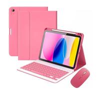 Funda Teclado para iPad Air de 11 pulgadas M3 2025/M2 2024, Air 5/4 de 10,9 pulgadas, con teclado inalámbrico Bluetooth desmontable y soporte para el Apple Pencil,Ratón Bluetooth,Watermelon red