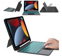 Funda teclado para iPad de 10,2 pulgadas 9e 2021/8e 2020/7e 2019/iPad Pro 10,5/iPad Air 3 - Retroiluminación de 7 colores, Touchpad inteligente, francés AZERTY,funda de despertador/espera automática