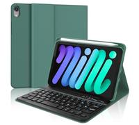 Funda Teclado para iPad Mini 7ª Gen(A17 Pro, 2024) & 6e Gen(2021) 8,3", AZERTY francés Funda Teclado Bluetooth Desmontable con Portalápices para iPad Mini 7/6ª Generación de 8,3 pulgadas, Verde Oscuro