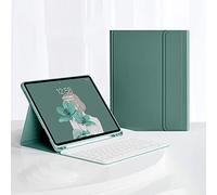 Funda Teclado para iPad Pro 2022 11" 4Th/iPad Air 5Th Gen 10.9 Pulgadas - Teclado Francés AZERTY Retroiluminado En 7 Colores Con Portalápices, Estuche De TPU Suave Teclado Desmontable,Dark green