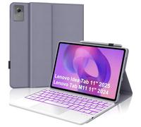 Funda teclado para Lenovo Idea Tab 11" 2025/Idea Tab K11 Gen 2 con teclado táctil multipunto Retroiluminación 7 colores AZERTY francés Desmontable Bluetooth Keyboard y funda Premium, Violeta