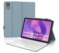 Funda teclado para Lenovo Idea Tab 11 pulgadas 2025/Lenovo Tab M11 11 | Con teclado delgado magnético extraíble Bluetooth y funda de TPU suave con soporte para bolígrafo para oficina/estudio
