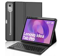 Funda teclado para Lenovo Idea Tab Pro 12.7 pulgadas 2025 (TB-373FU/TB | Con teclado delgado magnético extraíble Bluetooth y funda de TPU suave con soporte para bolígrafo para oficina/estudio