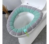 Funda térmica para asiento de inodoro con asa para inodoros ovalados y alargados, tela acrílica suave diseñada para una retención suave del calor durante todas las estaciones (verde A)